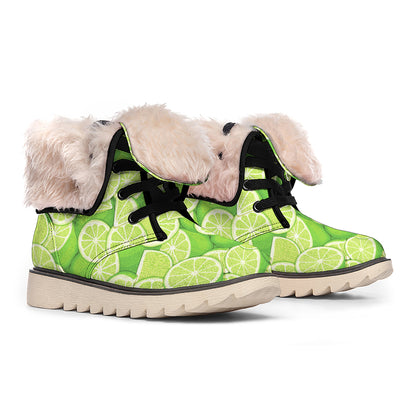 Green Lime Pattern Print Winter Boots