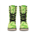 Green Lime Pattern Print Winter Boots