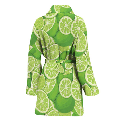 Green Lime Pattern Print Women's Bathrobe