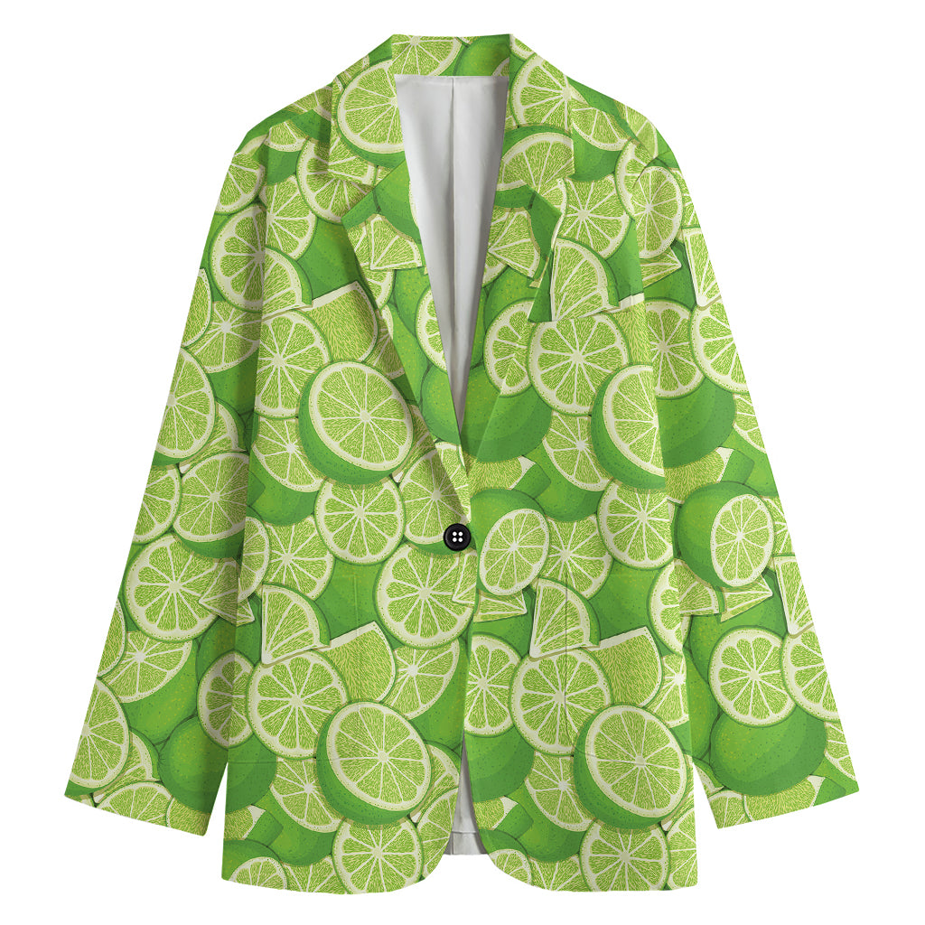 Green Lime Pattern Print Women's Blazer
