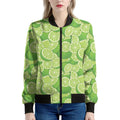 Green Lime Pattern Print Women's Bomber Jacket