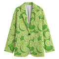 Green Lime Pattern Print Women's Cotton Blazer