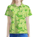 Green Lime Pattern Print Women's Polo Shirt