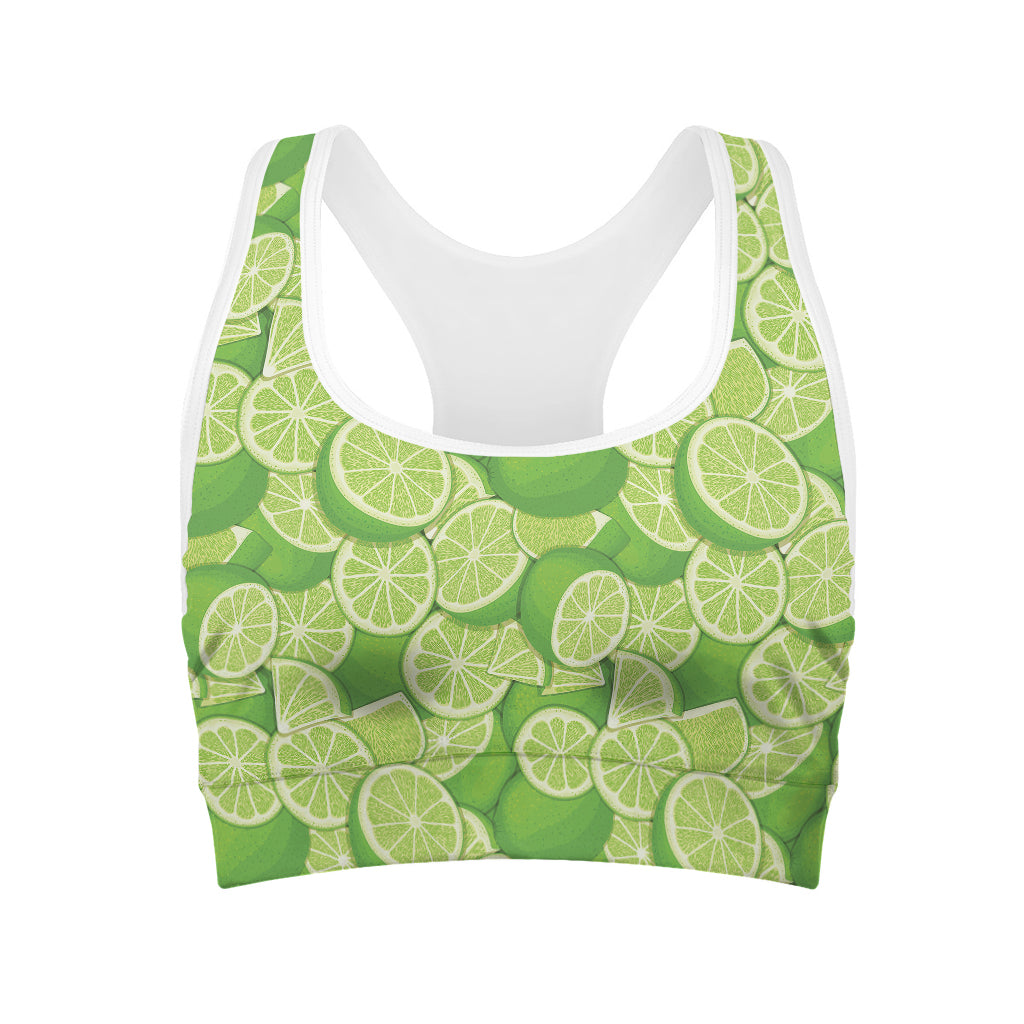 Green Lime Pattern Print Women's Sports Bra