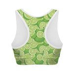 Green Lime Pattern Print Women's Sports Bra