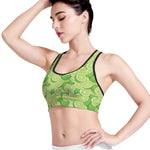 Green Lime Pattern Print Women's Sports Bra
