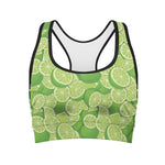 Green Lime Pattern Print Women's Sports Bra