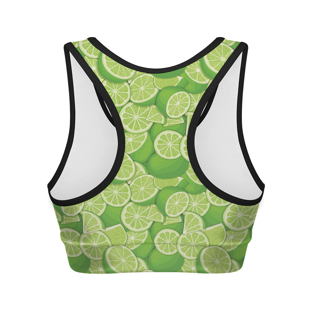 Green Lime Pattern Print Women's Sports Bra