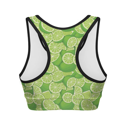 Green Lime Pattern Print Women's Sports Bra
