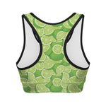 Green Lime Pattern Print Women's Sports Bra