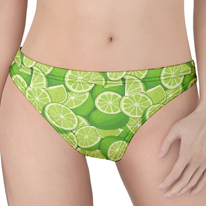 Green Lime Pattern Print Women's Thong