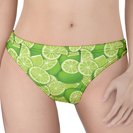 Green Lime Pattern Print Women's Thong