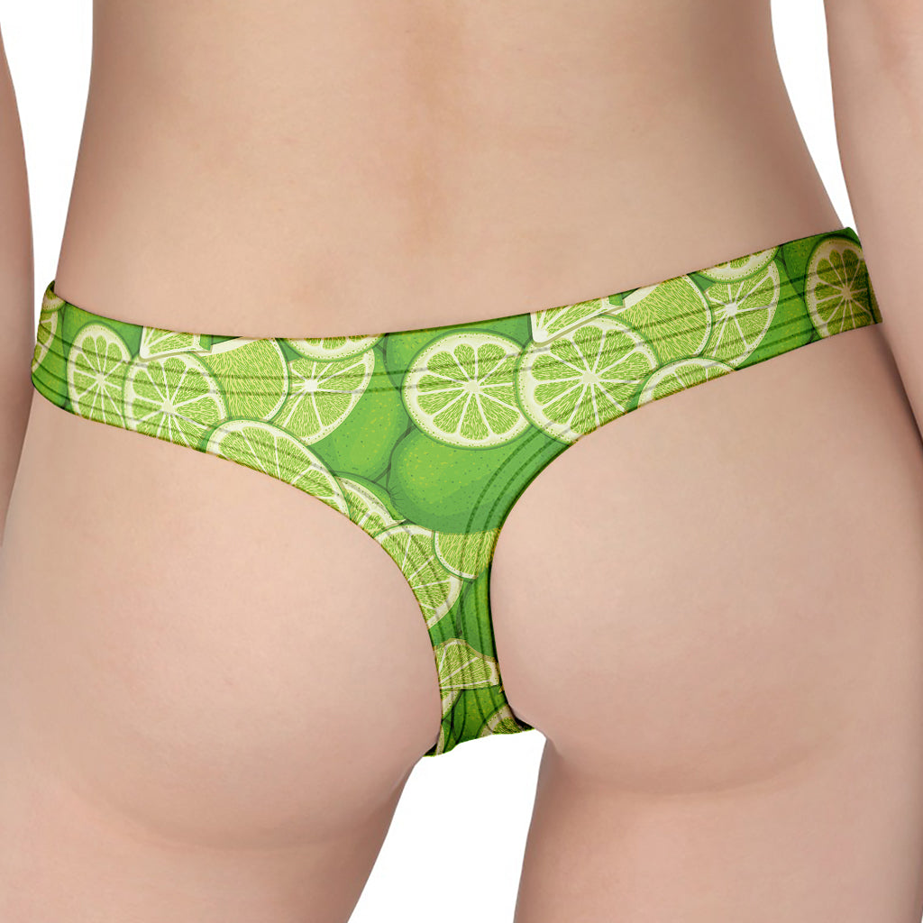 Green Lime Pattern Print Women's Thong