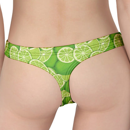 Green Lime Pattern Print Women's Thong