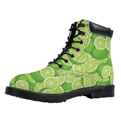 Green Lime Pattern Print Work Boots