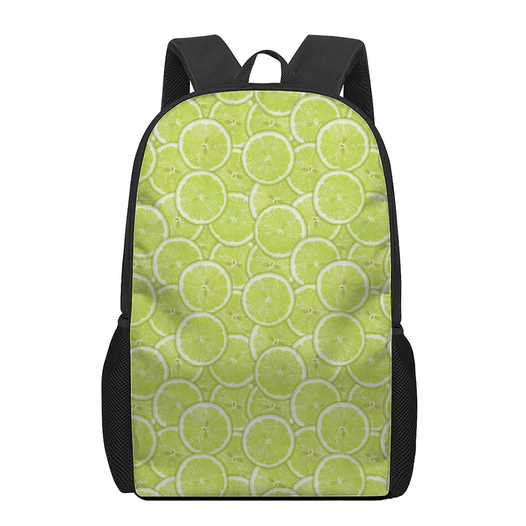 Green Lime Slices Pattern Print 17 Inch Backpack