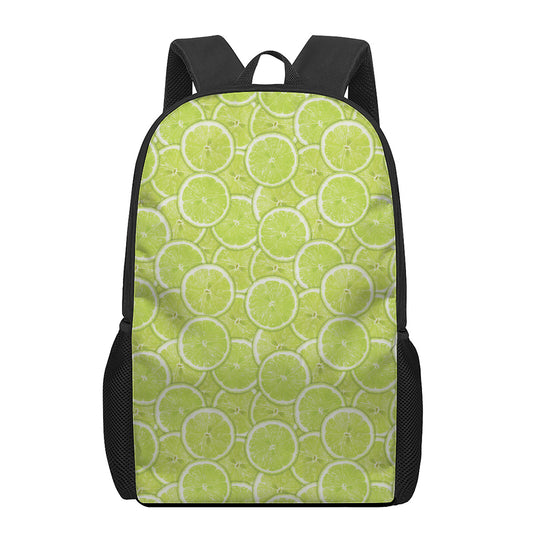 Green Lime Slices Pattern Print 17 Inch Backpack