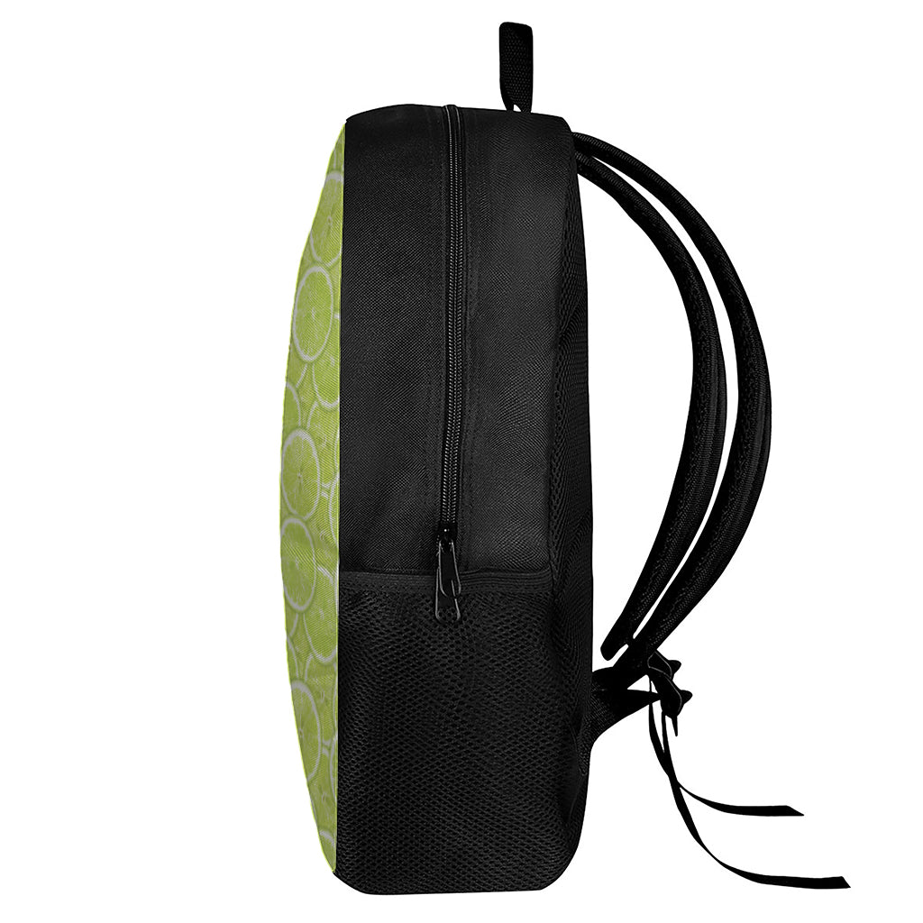 Green Lime Slices Pattern Print 17 Inch Backpack