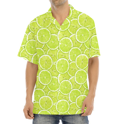 Green Lime Slices Pattern Print Aloha Shirt