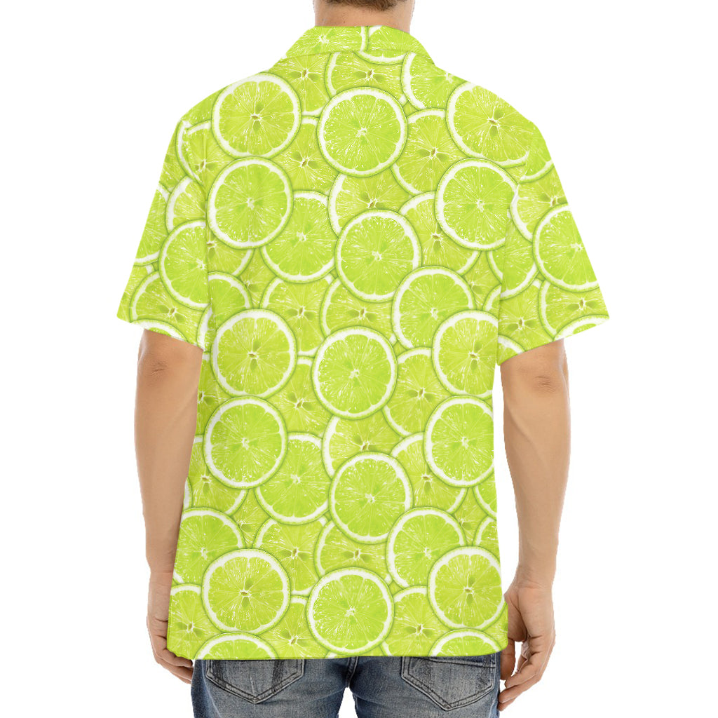 Green Lime Slices Pattern Print Aloha Shirt