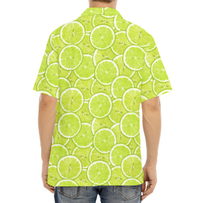 Green Lime Slices Pattern Print Aloha Shirt