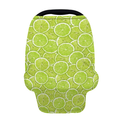 Green Lime Slices Pattern Print Baby Seat Cover
