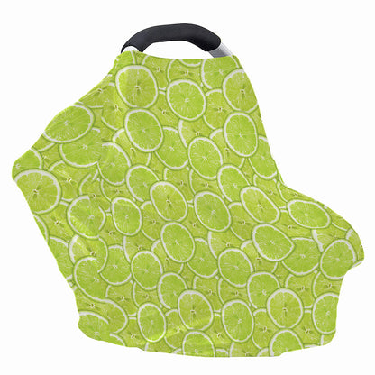 Green Lime Slices Pattern Print Baby Seat Cover