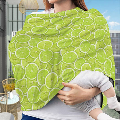 Green Lime Slices Pattern Print Baby Seat Cover