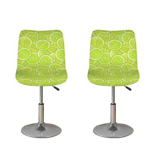 Green Lime Slices Pattern Print Bar Stool Covers