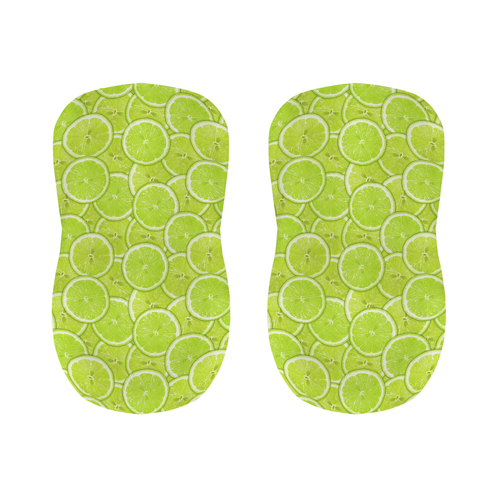 Green Lime Slices Pattern Print Bar Stool Covers