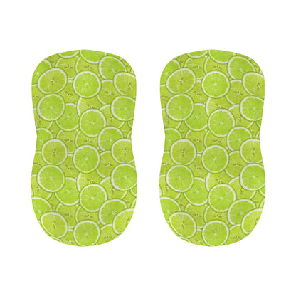 Green Lime Slices Pattern Print Bar Stool Covers