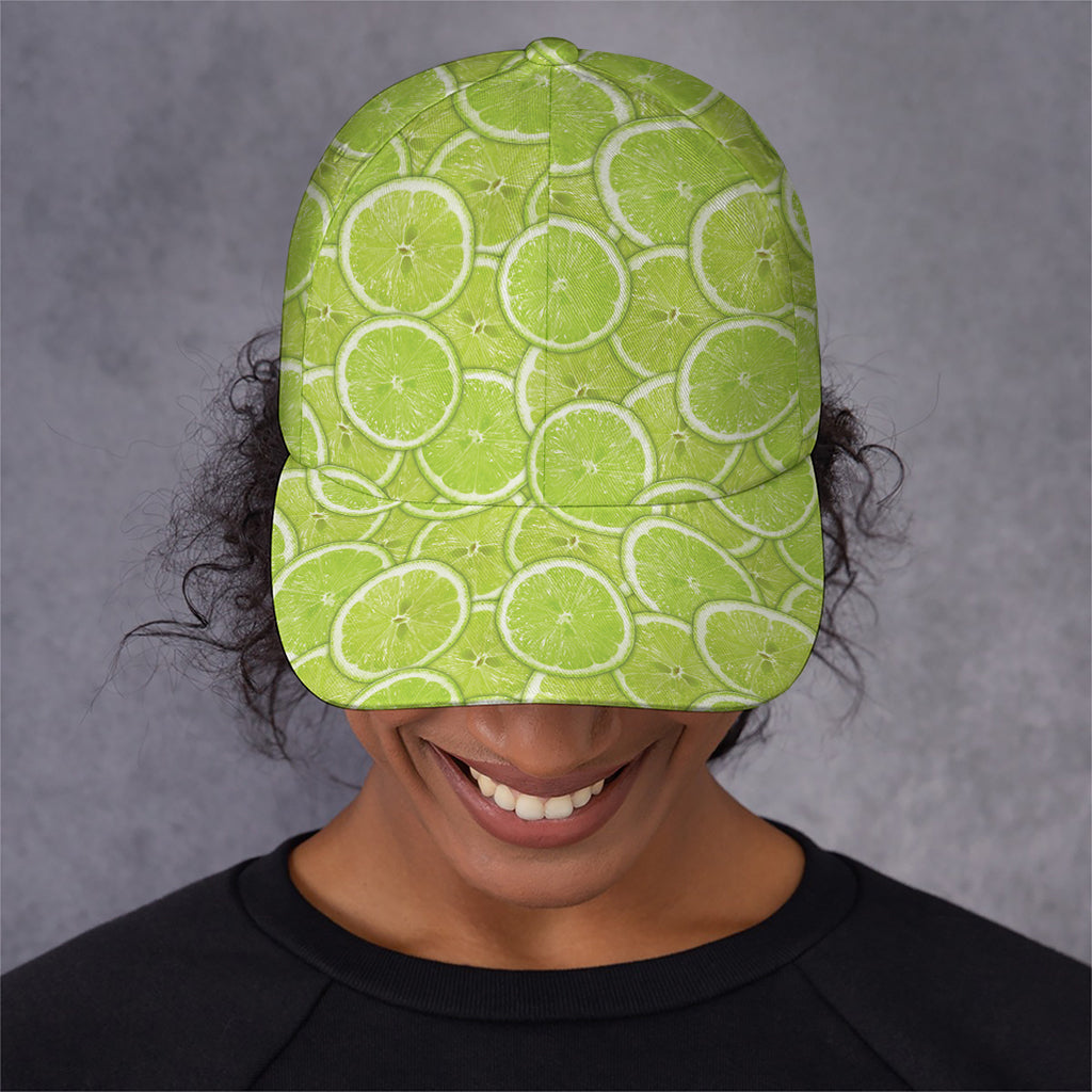 Green Lime Slices Pattern Print Baseball Cap