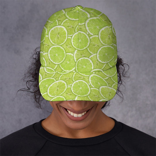 Green Lime Slices Pattern Print Baseball Cap