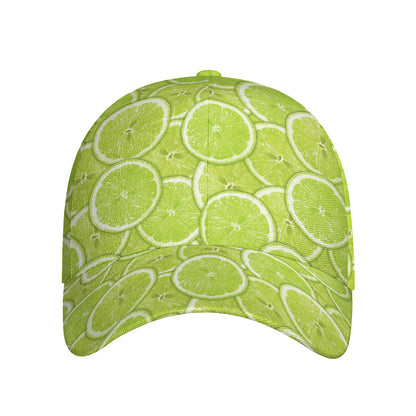 Green Lime Slices Pattern Print Baseball Cap
