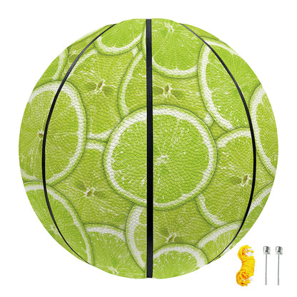 Green Lime Slices Pattern Print Basketball