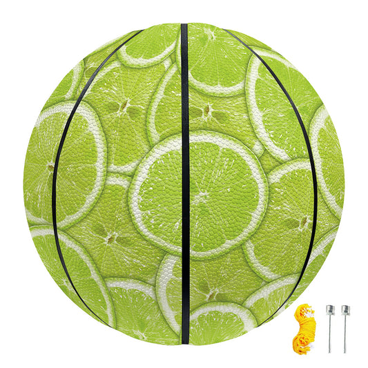 Green Lime Slices Pattern Print Basketball