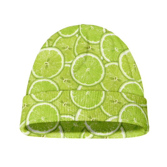 Green Lime Slices Pattern Print Beanie