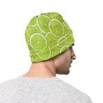 Green Lime Slices Pattern Print Beanie