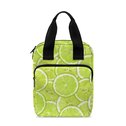 Green Lime Slices Pattern Print Bible Tote Bag