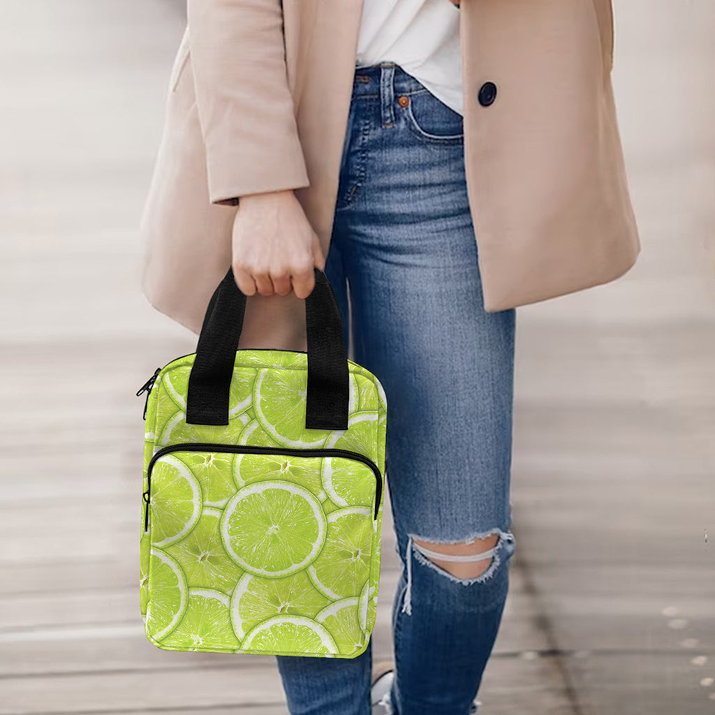 Green Lime Slices Pattern Print Bible Tote Bag
