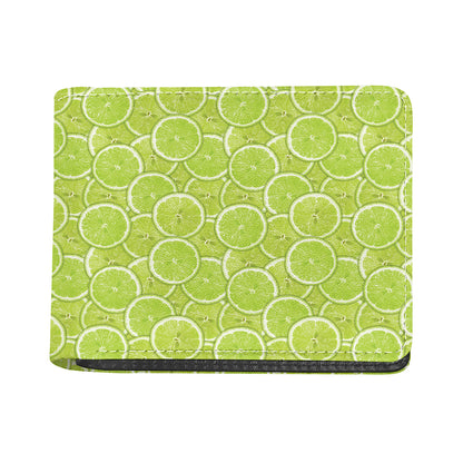 Green Lime Slices Pattern Print Bifold Wallet