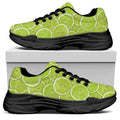 Green Lime Slices Pattern Print Black Chunky Shoes