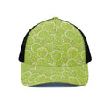 Green Lime Slices Pattern Print Black Mesh Trucker Hat