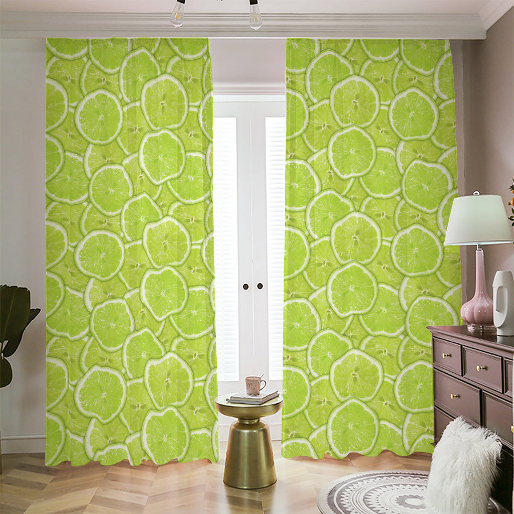 Green Lime Slices Pattern Print Blackout Pencil Pleat Curtains