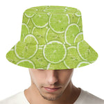 Green Lime Slices Pattern Print Bucket Hat