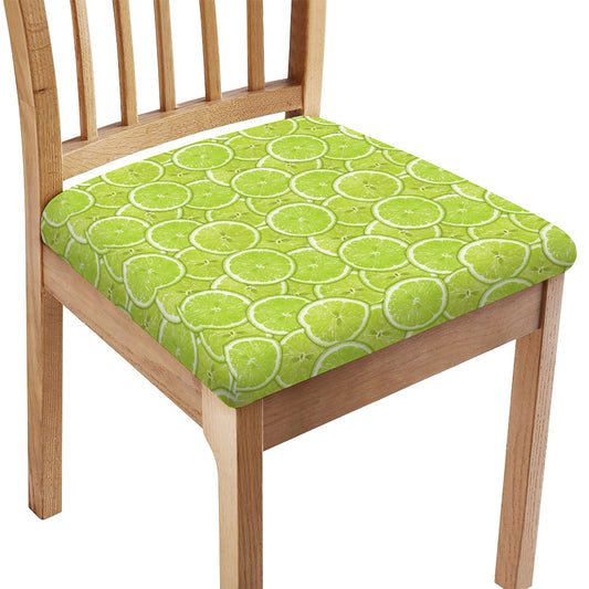 Green Lime Slices Pattern Print Chair Cushion Cover
