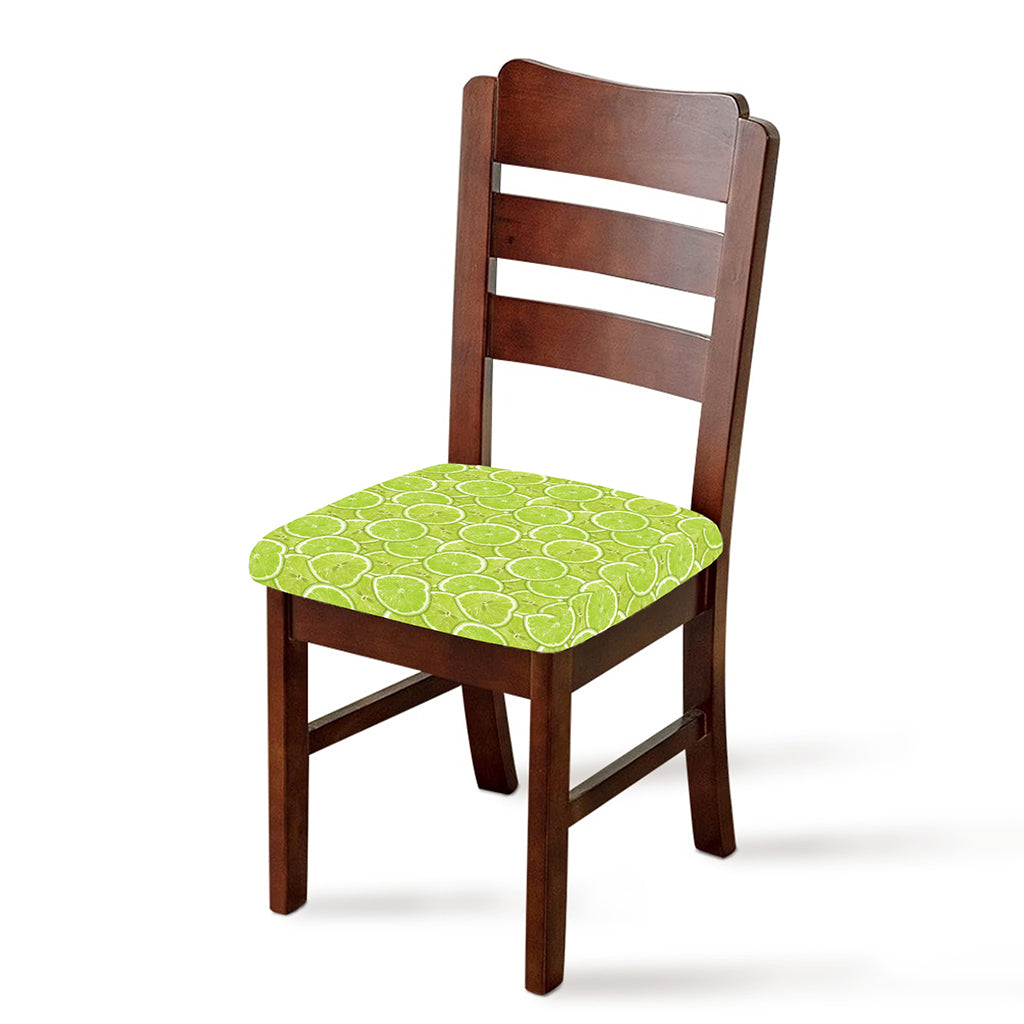Green Lime Slices Pattern Print Chair Cushion Cover
