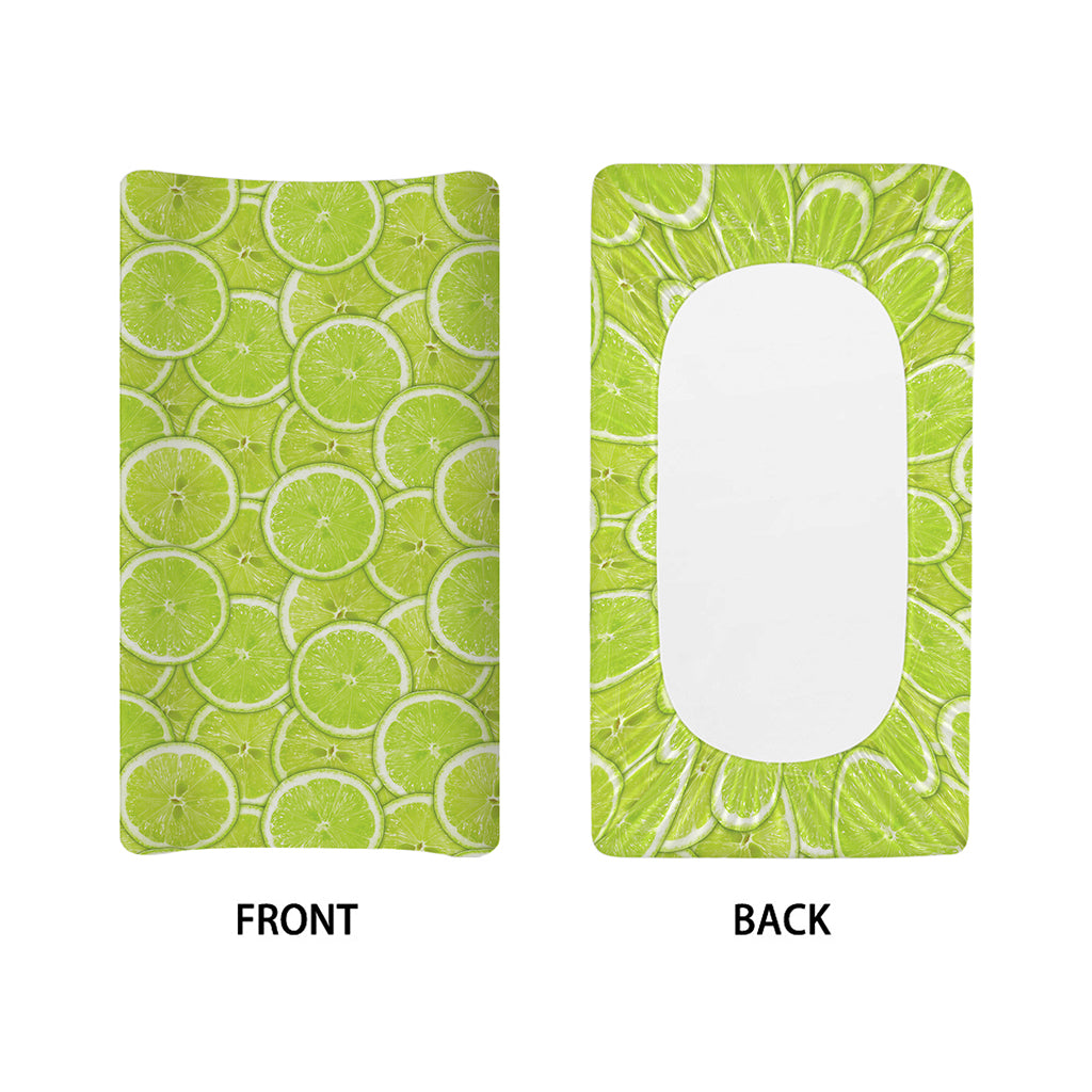 Green Lime Slices Pattern Print Changing Pad Cover