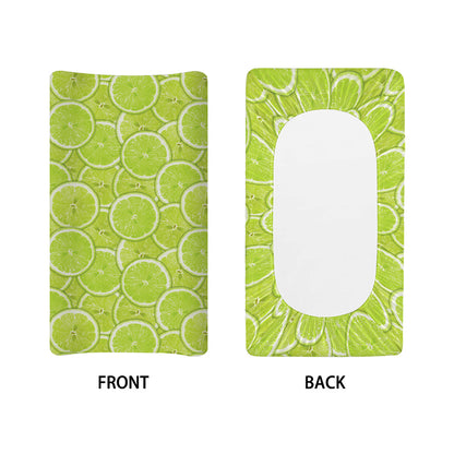 Green Lime Slices Pattern Print Changing Pad Cover