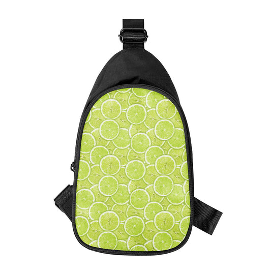 Green Lime Slices Pattern Print Chest Bag